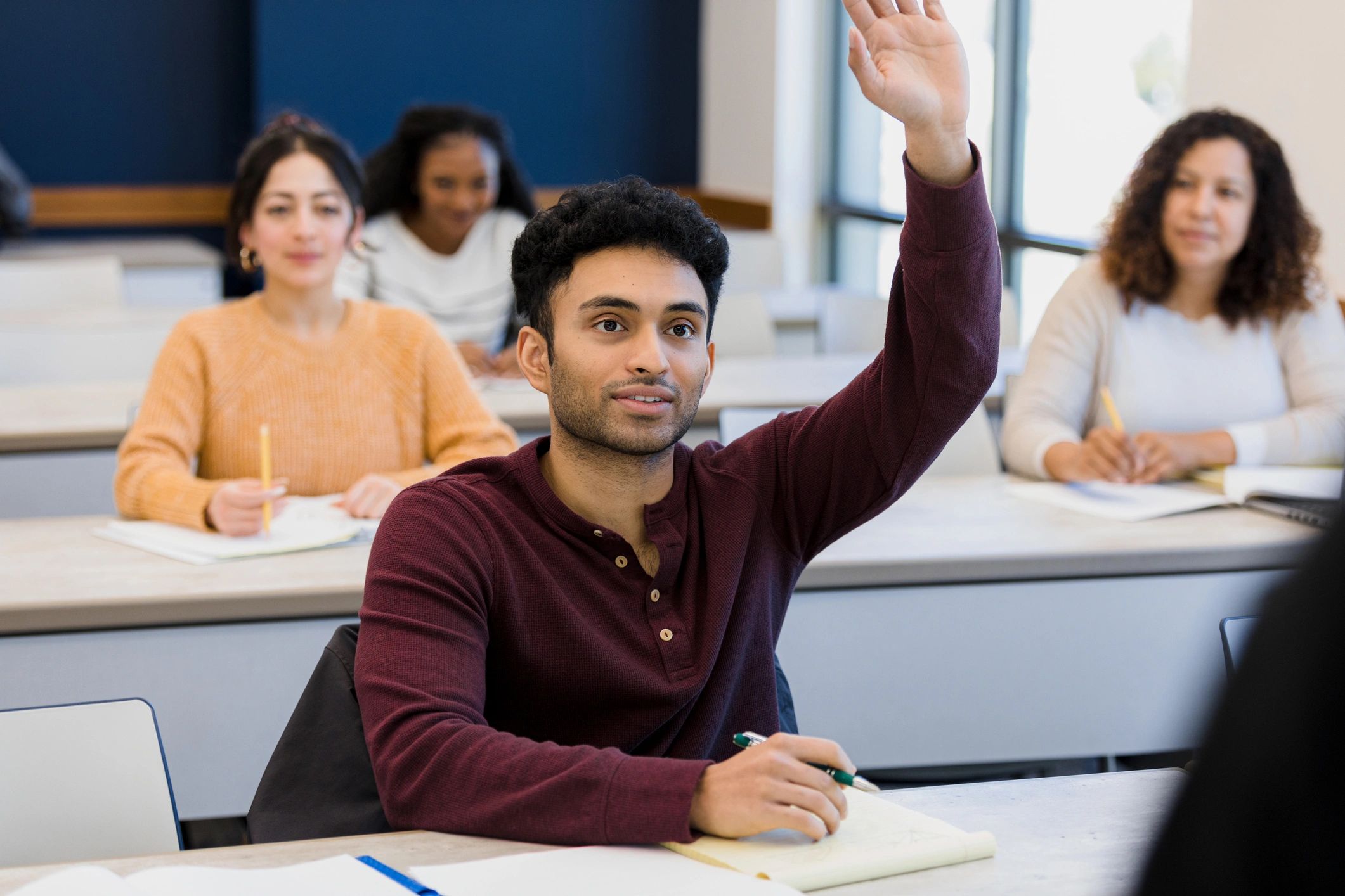Student participating in a classroom