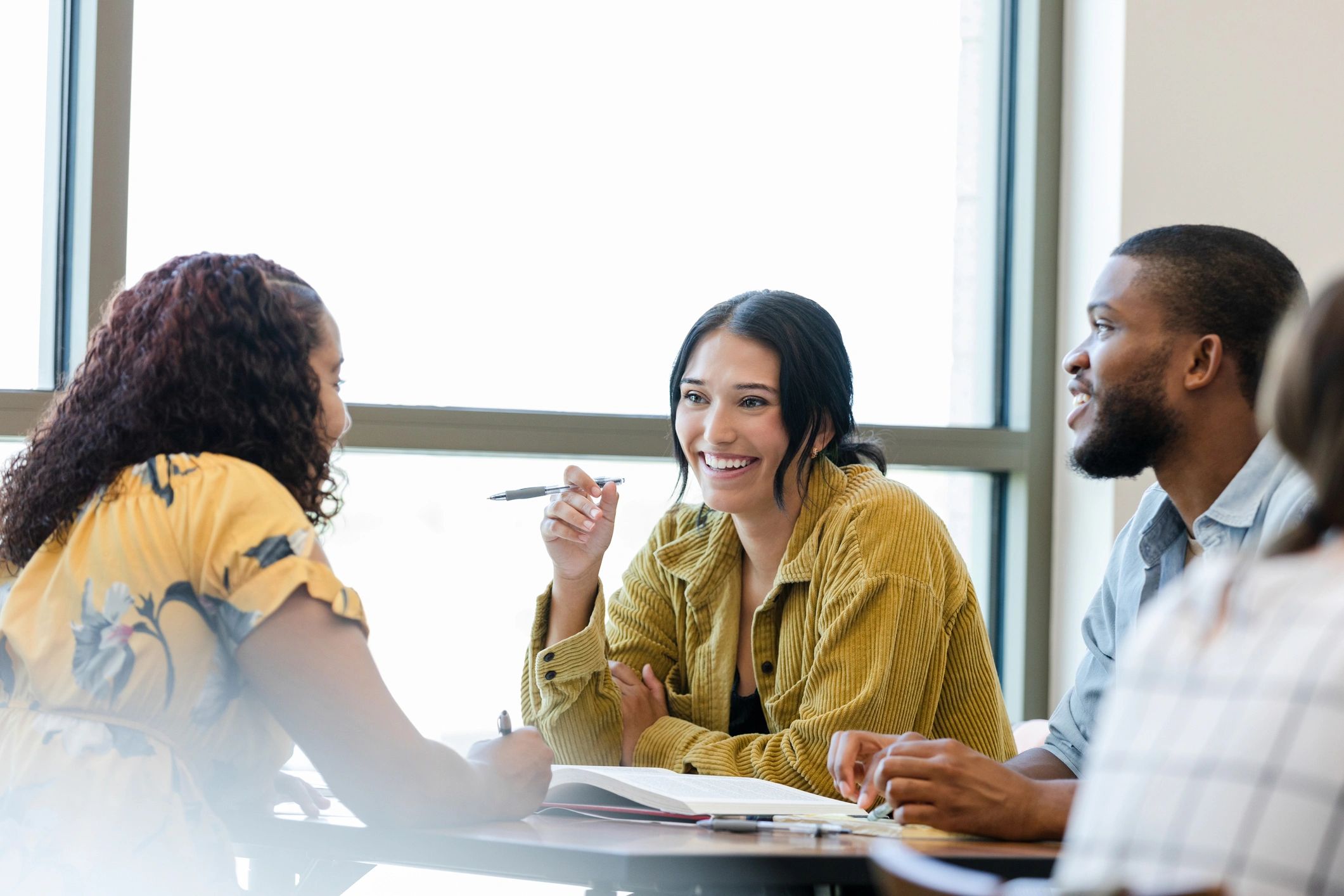 College students collaborating in a study group