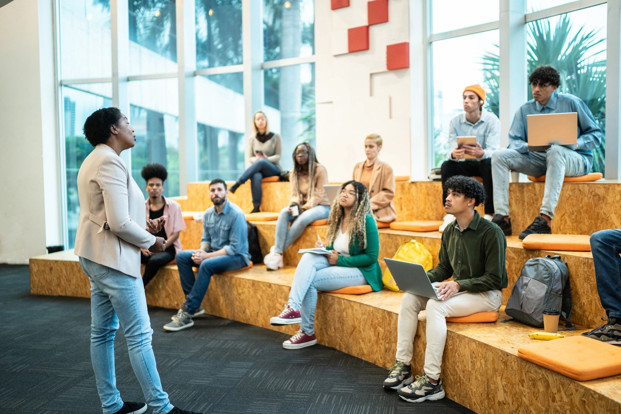 University lecture with students